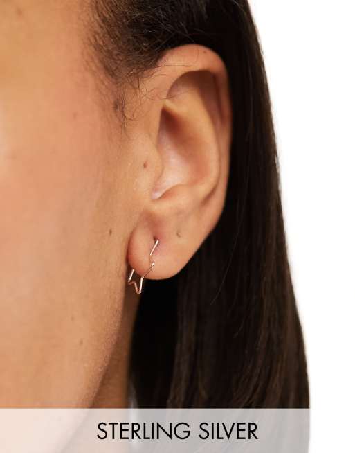 Kingsley Ryan - Orecchini a cerchio in argento sterling a forma di stella da 12 mm