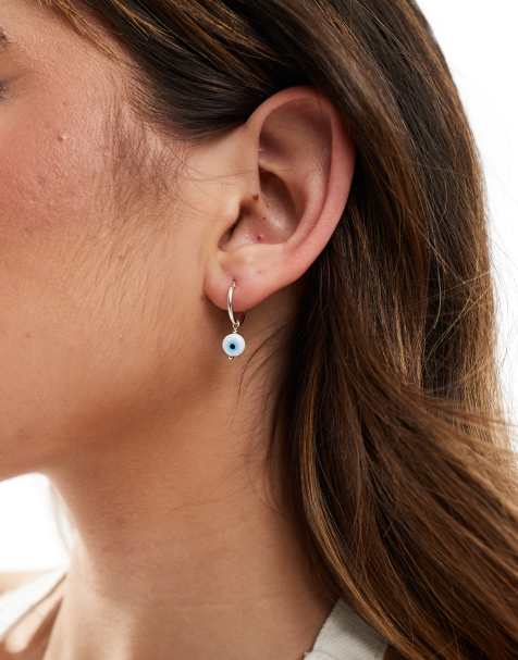 Kingsley Ryan - Orecchini a cerchio in argento sterling con ciondoli a forma di occhi - view 1