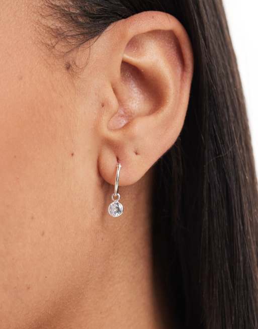 Kingsley Ryan - Orecchini a cerchio in argento sterling con ciondolo a cristallo