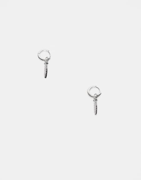 Kingsley Ryan - Orecchini a cerchio in argento sterling con ciondolo lungo in zirconia cubica - view 1