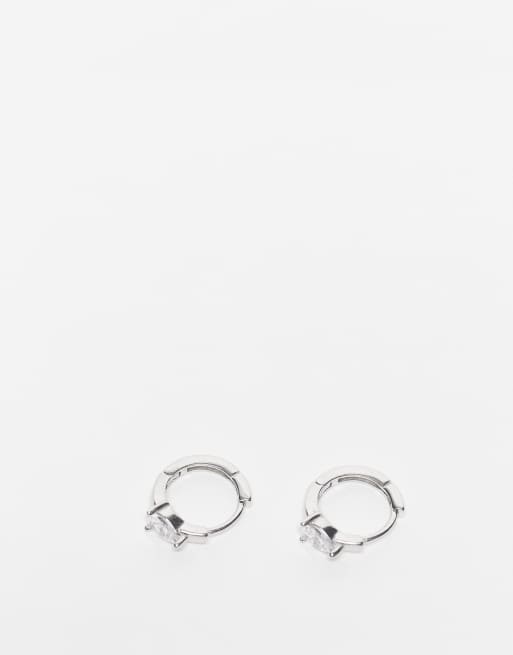 Kingsley Ryan - Orecchini a cerchio in argento sterling con goccia in zirconia cubica