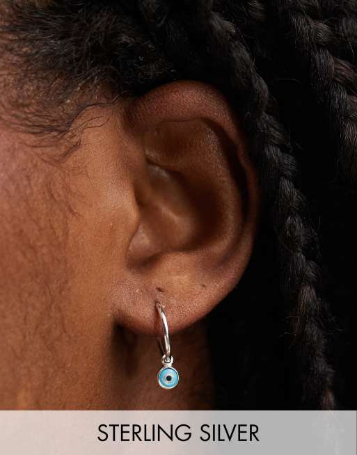 Kingsley Ryan - Orecchini a cerchio in argento sterling con pendente a occhio
