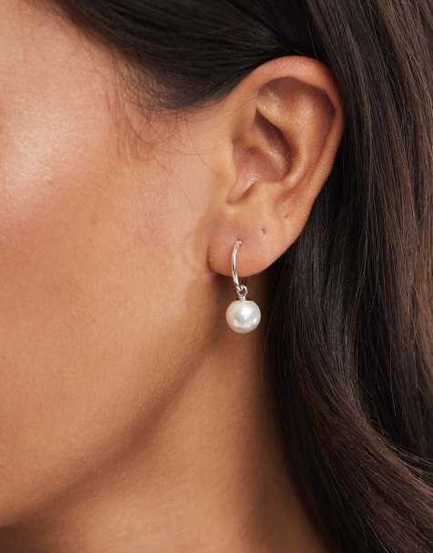 Kingsley Ryan - Orecchini a cerchio in argento sterling con pendente con perla - view 1