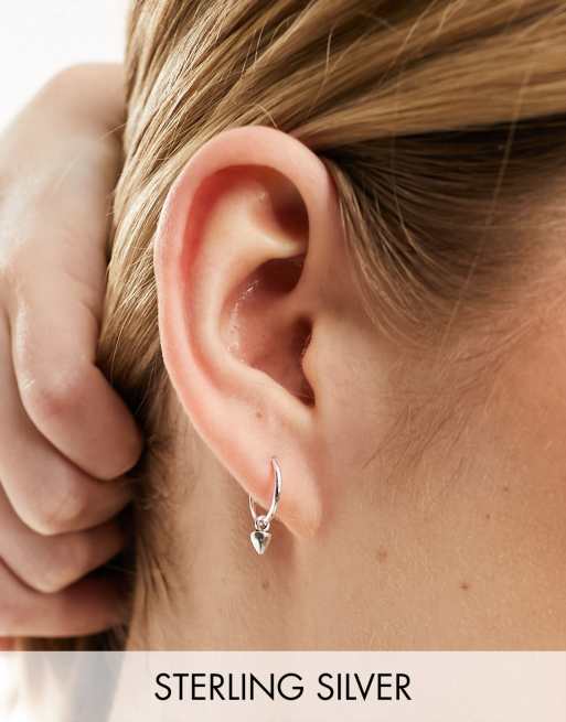 Kingsley Ryan - Orecchini a cerchio in argento sterling da 12 mm con ciondolo