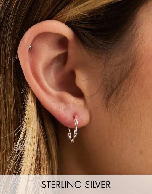 Kingsley Ryan - Orecchini a cerchio intrecciato in argento sterling da 15 mm