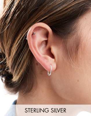 Kingsley Ryan - Orecchini a cerchio oblunghi in argento sterling