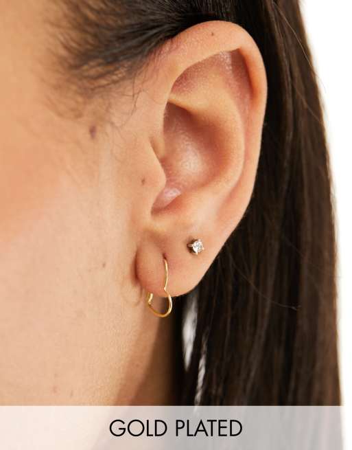 Kingsley Ryan - Orecchini a cerchio placcati oro a forma di cuore da 14 mm