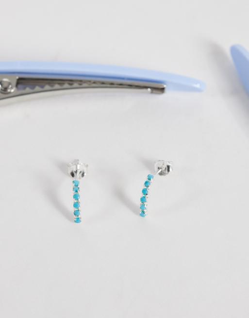Kingsley Ryan - Orecchini a mezzo cerchio in argento sterling con turchese sintetico, 2 di 4