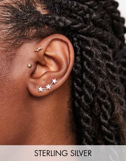 Kingsley Ryan - Orecchini ear climber a stella in argento sterling con cristalli