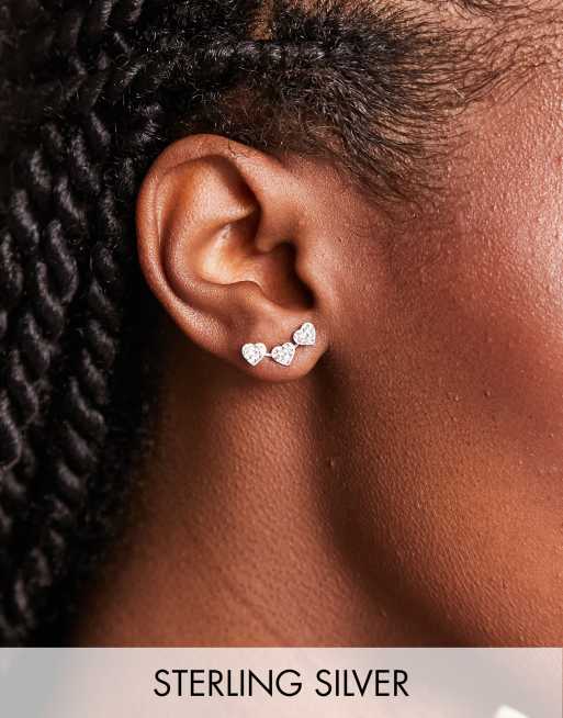 Kingsley Ryan - Orecchini ear cuff a cuore in argento sterling con cristalli