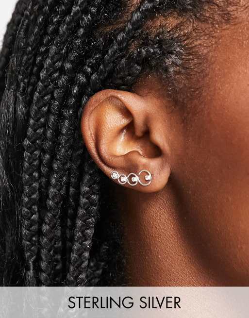 Kingsley Ryan - Orecchini ear cuff con sfere in argento sterling e cristalli
