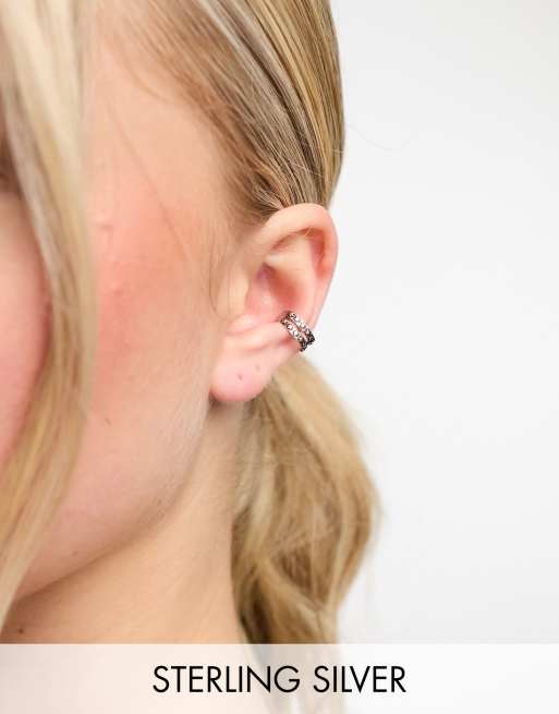 Kingsley Ryan - Orecchini ear cuff in argento sterling a fascia doppia con stelle