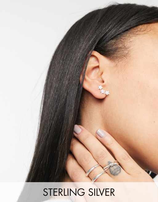 Kingsley Ryan - Orecchini ear cuff in argento sterling con stelle di cristallo - SILVER