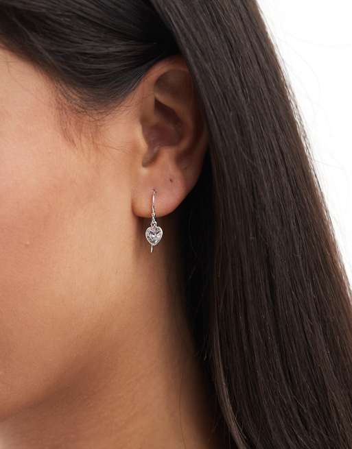 Kingsley Ryan - Orecchini in argento sterling con gemma e cuore pendente