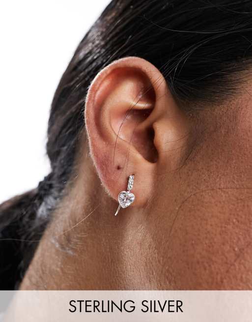 Kingsley Ryan - Orecchini in argento sterling con pendente a cuore con cristalli
