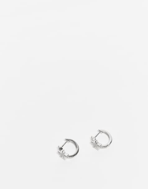 Kingsley Ryan - Orecchini in argento sterling da 10mm a cerchio con stella con strass - view 1
