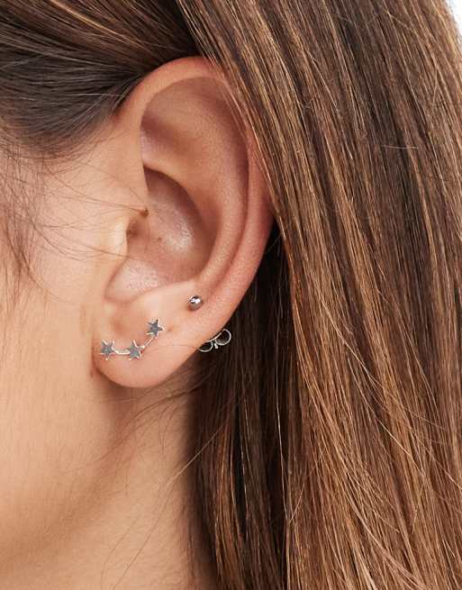Kingsley Ryan - Orecchini rampicanti in argento sterling con stelline
