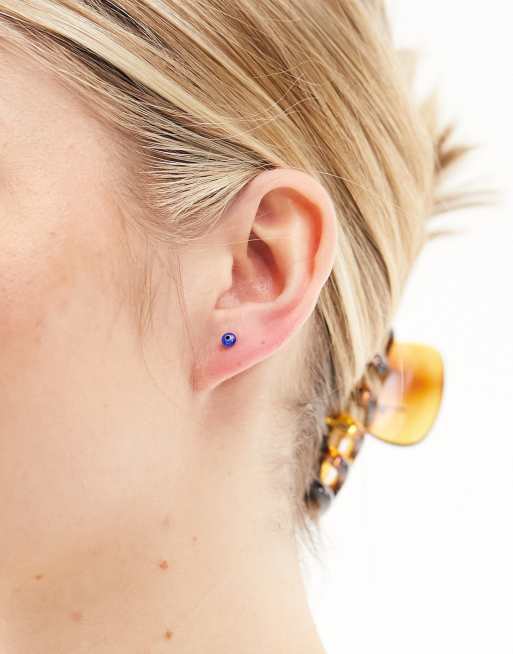 Kingsley Ryan - Orecchino a bottone in argento sterling con occhio blu, 4 di 4