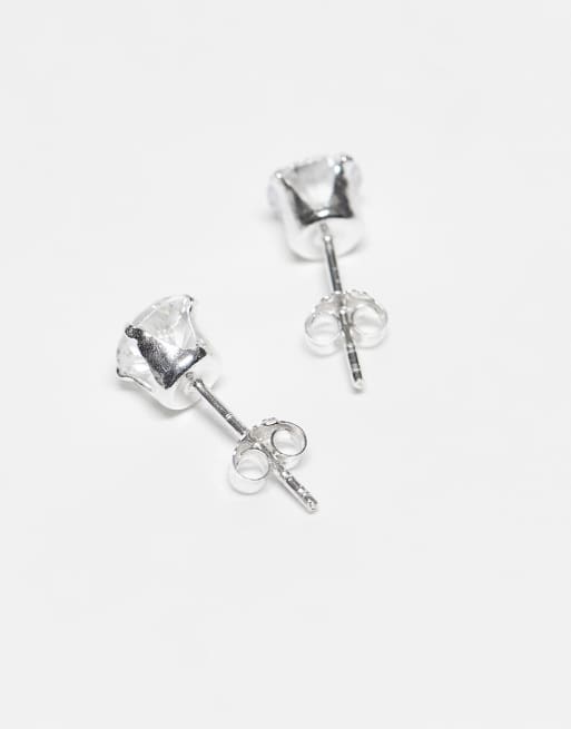 Kingsley Ryan - Orecchino a bottone in argento sterling con strass da 6mm, 3 di 3