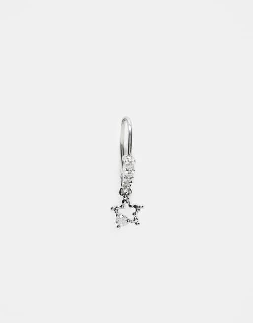 Kingsley Ryan - Orecchino a cerchio da 10 mm in argento sterling con stella pendente cut-out con gemme, 3 di 3