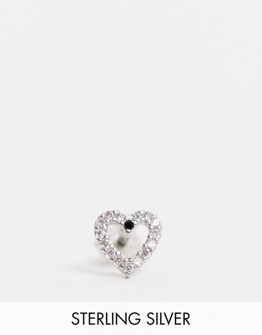 Kingsley Ryan - Orecchino da piercing singolo con cuore pavé color argento