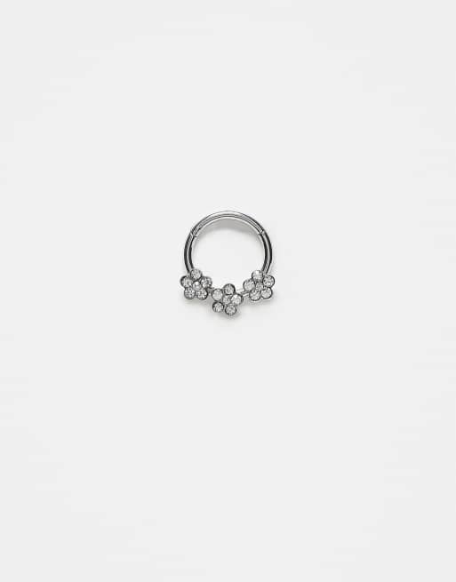 Kingsley Ryan - Orecchino da8 mm in argento sterling con margherite e pietre