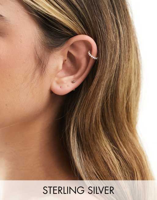 Kingsley Ryan - Orecchino ear cuff con sfere in argento sterling
