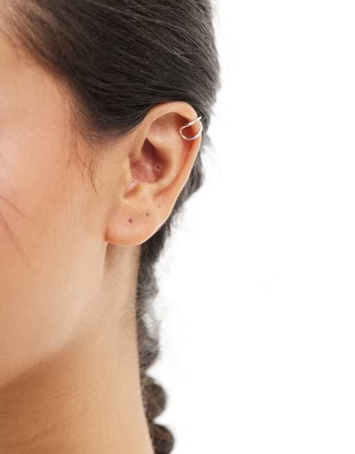 Kingsley Ryan - Orecchino ear cuff in argento sterling con design sovrapposto