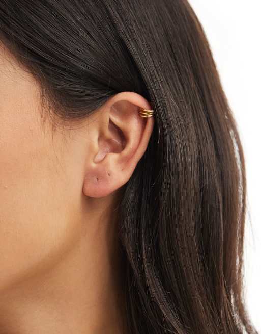 Kingsley Ryan - Orecchino ear cuff placcato oro a tripla fascia