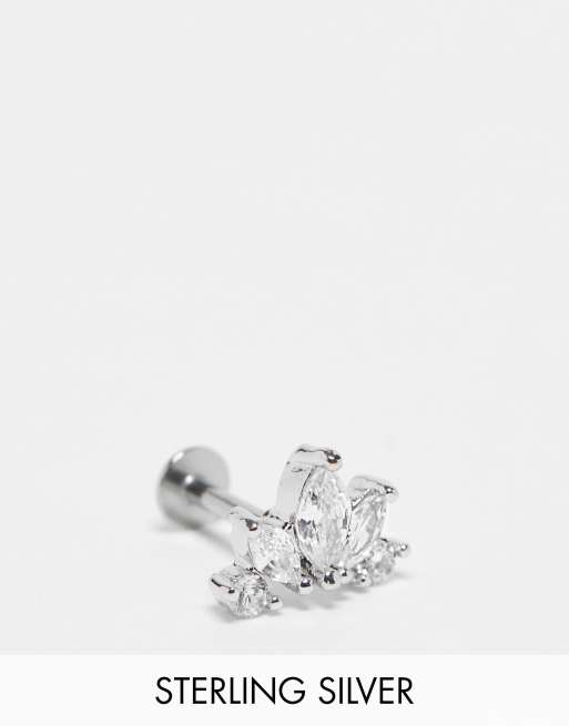 Kingsley Ryan - Orecchino piercing in argento sterling con 5 petali di cristallo 