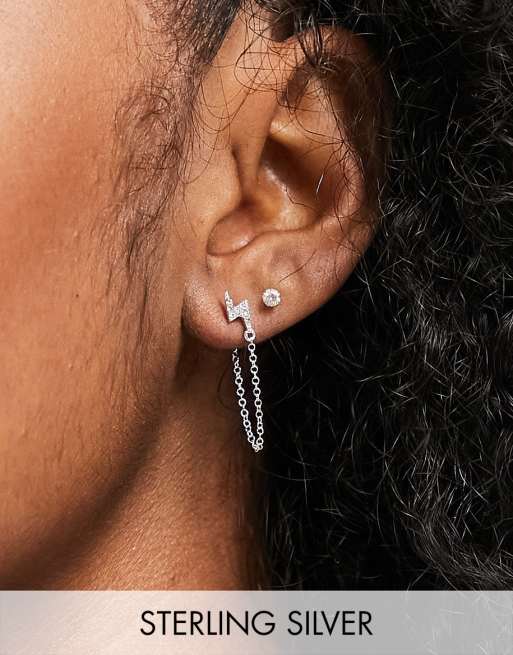 Kingsley Ryan - Orecchino singolo in argento sterling con catenina e fulmine