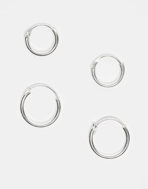 Kingsley Ryan pack of 2 10 and 12mm hoop earrings in sterling silver - view 1