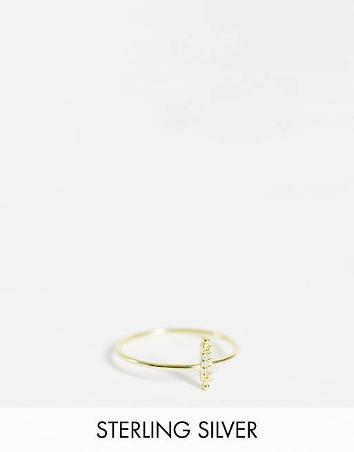 Kingsley Ryan pave bar ring in sterling silver gold plate