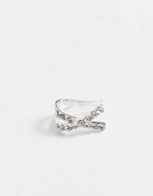 Kingsley Ryan pave crossed ear cuff in sterling silver, 3 of 4