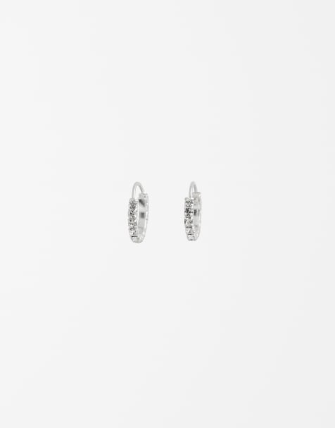 Kingsley Ryan pavé hoop earrings in sterling silver - view 1