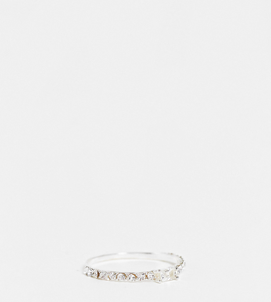 Kingsley Ryan pave ring with tiny baguette stone in sterling silver