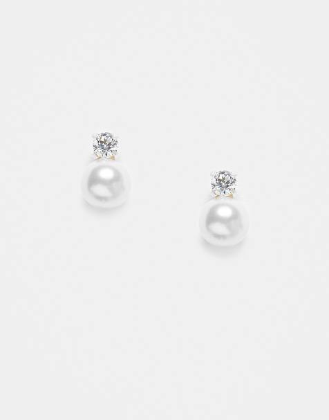 Kingsley Ryan pearl and gem stud earrings in sterling silver - view 1