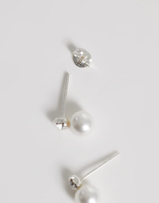 Kingsley Ryan pearl and gem stud earrings in sterling silver, 3 of 4