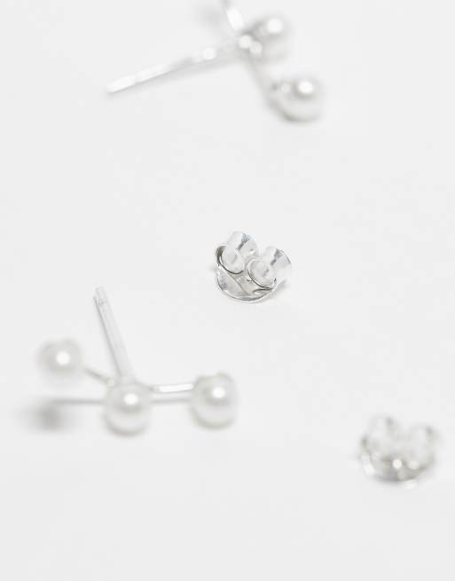 Kingsley Ryan pearl crawler stud earrings in sterling silver, 2 of 3