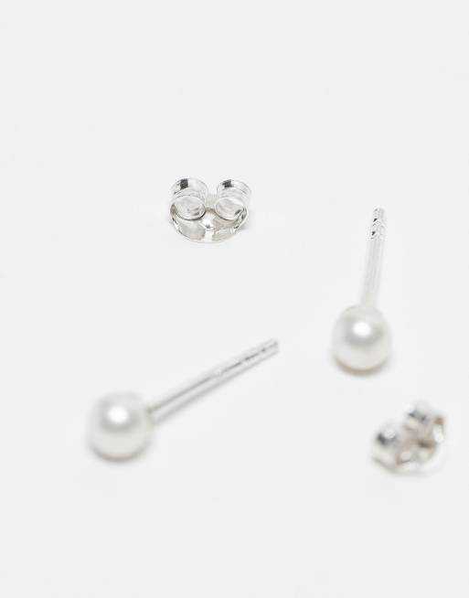Kingsley Ryan pearl stud earrings in sterling silver, 2 of 4