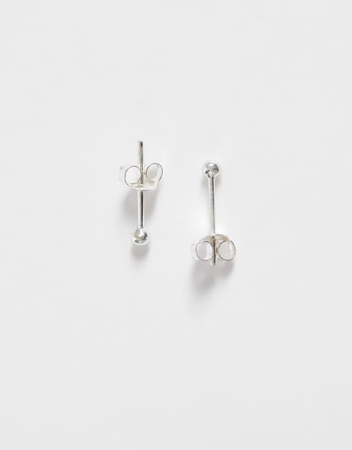 Kingsley Ryan - Pendientes de botón con diseño de esfera de plata de ley, 3 de 4