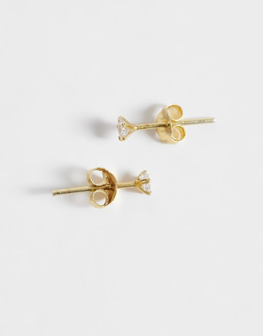 Kingsley Ryan - Pendientes de botón de plata chapados en oro con diseño de estrella y gemas, 4 de 4