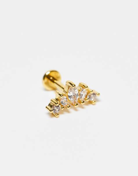 Kingsley Ryan petal labret piercing earring in gold plated steel - view 1