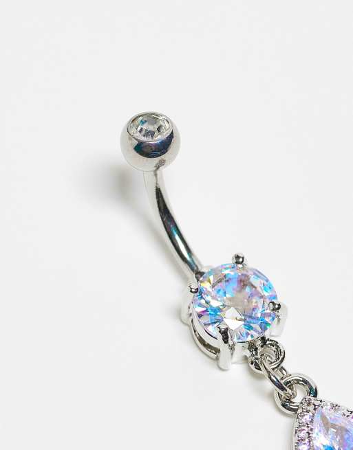 Kingsley Ryan - Piercing da ombelico a goccia in argento sterling con pietre, 2 di 4