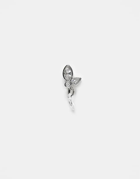 Kingsley Ryan - Piercing d'oreille labret 6 mm en acier inoxydable avec pétales et pendant à strass - view 1