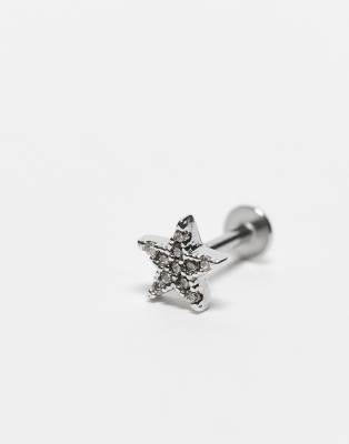 Kingsley Ryan - Piercing d'oreille labret avec étoile ornée de strass en plaqué or-Doré