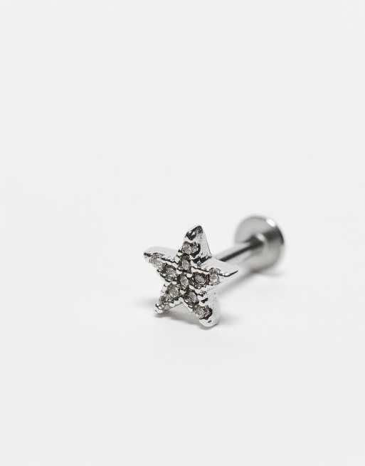 Kingsley Ryan - Piercing d'oreille labret avec étoile ornée de strass en plaqué or