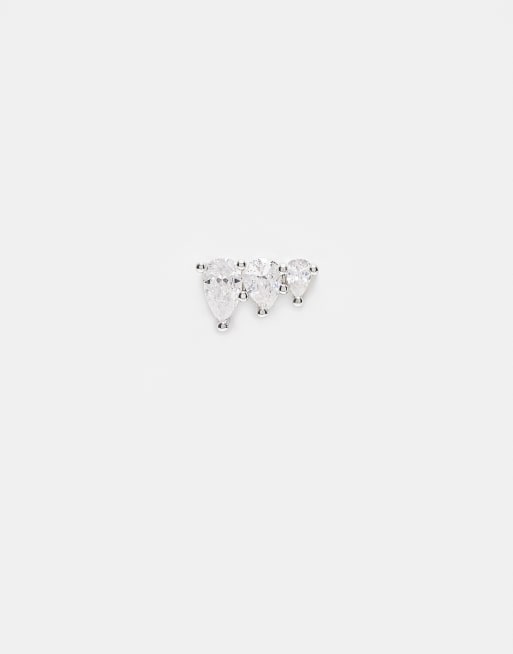 Kingsley Ryan - Piercing d'oreilles labret 6 mm en acier inoxydable orné de trois cristaux en goutte d'eau