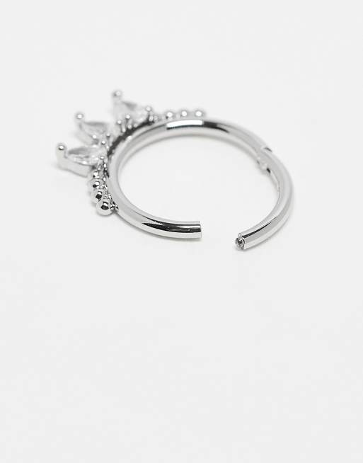 Kingsley Ryan - Piercing helix a clip in argento sterling con triplo petalo con gemme, 4 di 4