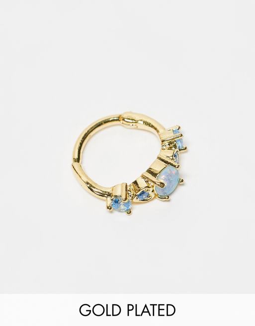 Kingsley Ryan - Piercing helix a scatto placcato oro con pietra opale e color acqua